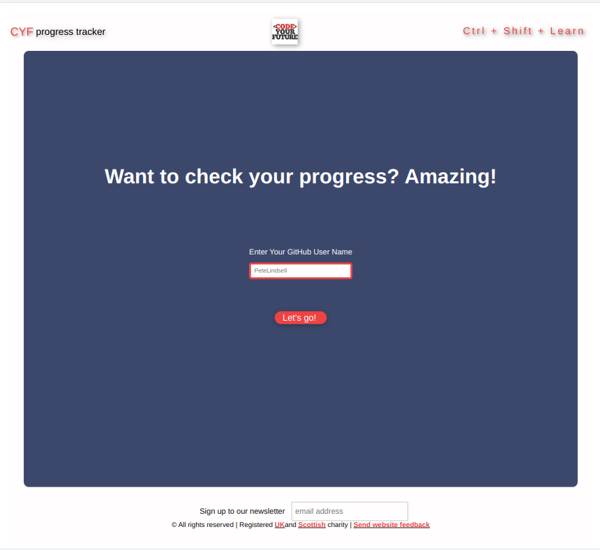 CYF PROGRESS Tracker